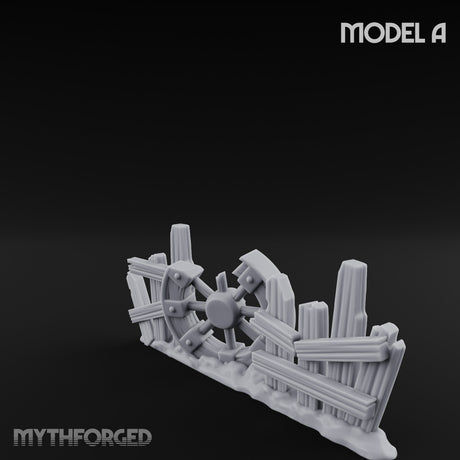 Battle-Scarred Shield-Strewn Battlefield Barricade Ruin A Miniature for Dungeons and Dragons, Pathfinder or other TTRPGs