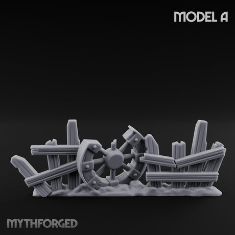 Battle-Scarred Shield-Strewn Battlefield Barricade Ruin A Miniature for Dungeons and Dragons, Pathfinder or other TTRPGs