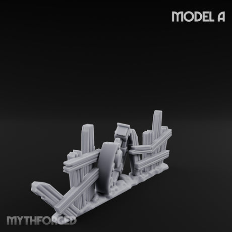 Battle-Scarred Shield-Strewn Battlefield Barricade Ruin A Miniature for Dungeons and Dragons, Pathfinder or other TTRPGs