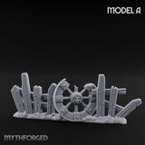 Battle-Scarred Shield-Strewn Battlefield Barricade Ruin A Miniature for Dungeons and Dragons, Pathfinder or other TTRPGs