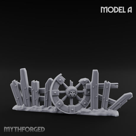 Battle-Scarred Shield-Strewn Battlefield Barricade Ruin A Miniature for Dungeons and Dragons, Pathfinder or other TTRPGs