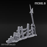 Battle-Scarred Shield-Strewn Battlefield Barricade Ruin B Miniature for Dungeons and Dragons, Pathfinder or other TTRPGs
