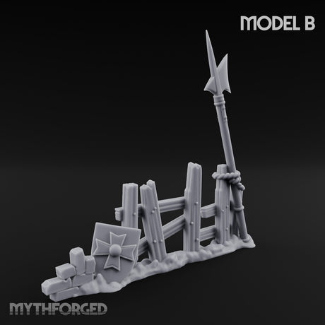 Battle-Scarred Shield-Strewn Battlefield Barricade Ruin B Miniature for Dungeons and Dragons, Pathfinder or other TTRPGs