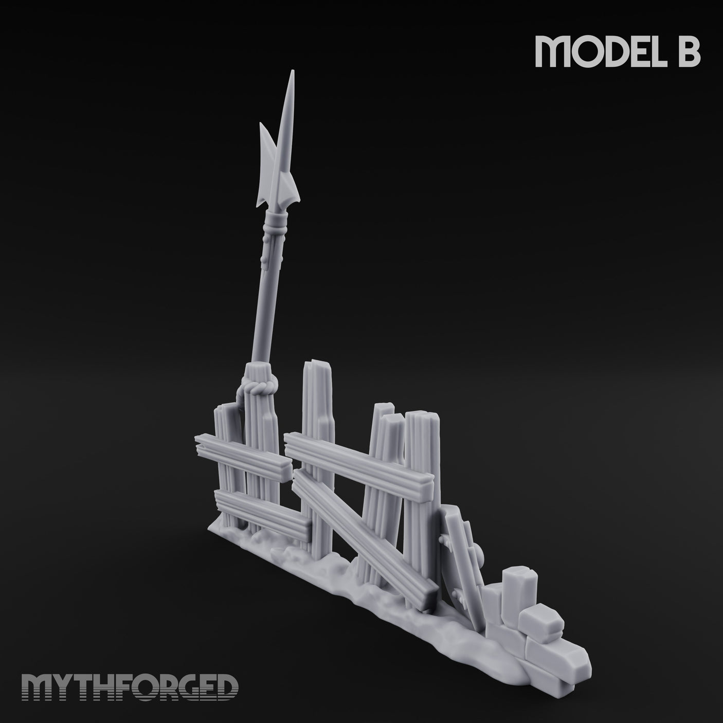 Battle-Scarred Shield-Strewn Battlefield Barricade Ruin B Miniature for Dungeons and Dragons, Pathfinder or other TTRPGs
