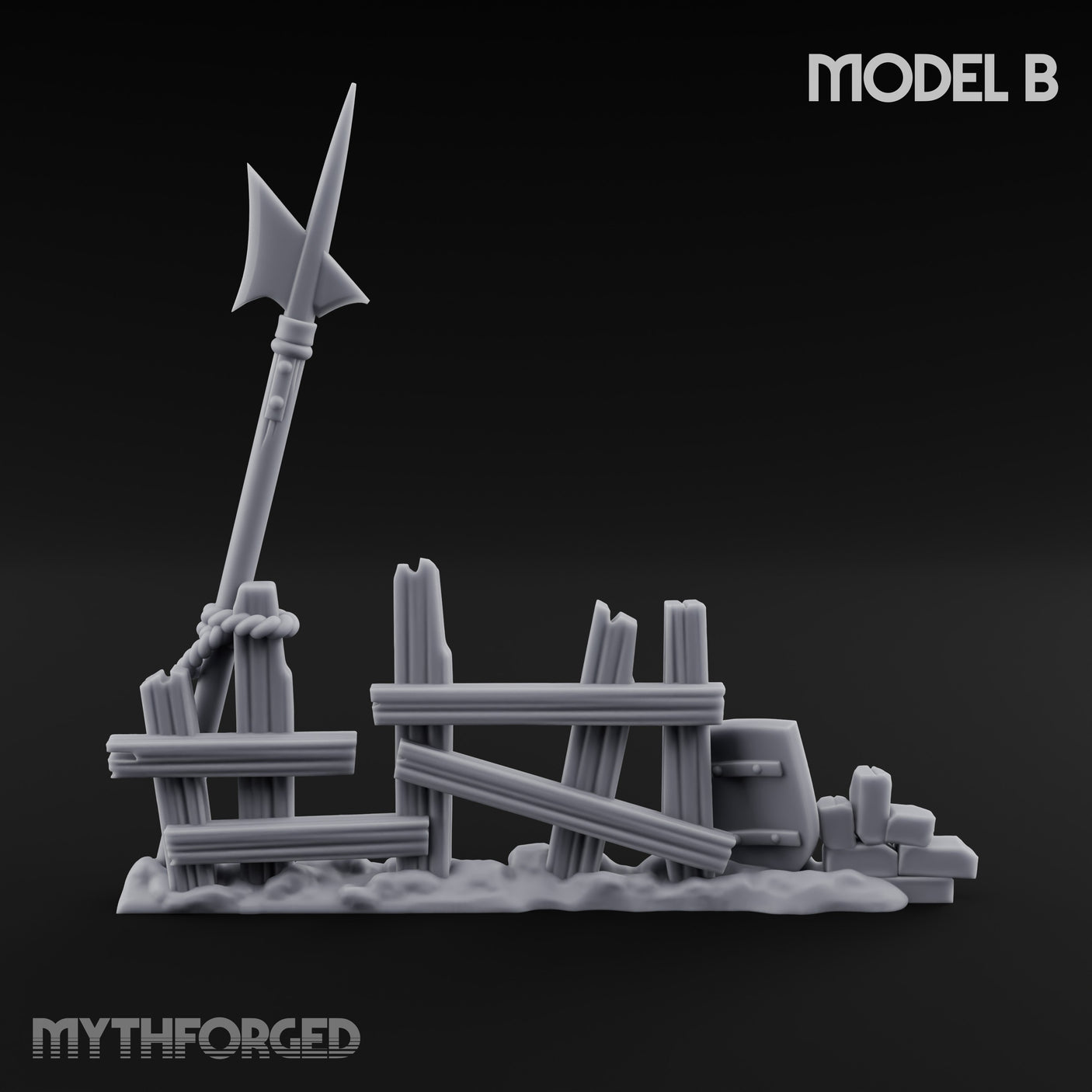 Battle-Scarred Shield-Strewn Battlefield Barricade Ruin B Miniature for Dungeons and Dragons, Pathfinder or other TTRPGs