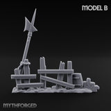 Battle-Scarred Shield-Strewn Battlefield Barricade Ruin B Miniature for Dungeons and Dragons, Pathfinder or other TTRPGs