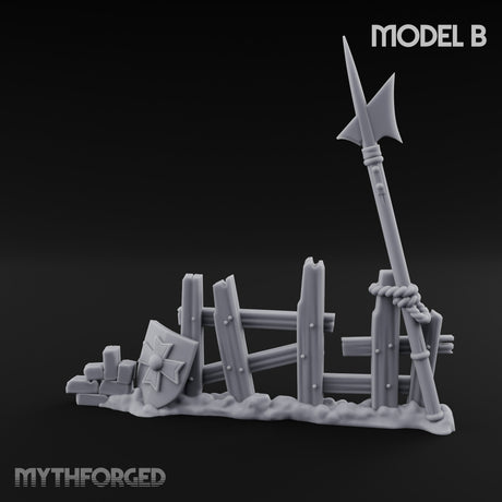 Battle-Scarred Shield-Strewn Battlefield Barricade Ruin B Miniature for Dungeons and Dragons, Pathfinder or other TTRPGs