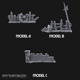 Battle-Scarred Shield-Strewn Battlefield Barricade Ruins Miniature for Dungeons and Dragons, Pathfinder or other TTRPGs