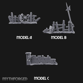 Battle-Scarred Shield-Strewn Battlefield Barricade Ruins Miniature for Dungeons and Dragons, Pathfinder or other TTRPGs