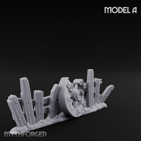 Battle-Scarred Shield-Strewn Battlefield Barricade Ruins Miniature for Dungeons and Dragons, Pathfinder or other TTRPGs