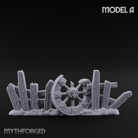 Battle-Scarred Shield-Strewn Battlefield Barricade Ruins Miniature for Dungeons and Dragons, Pathfinder or other TTRPGs