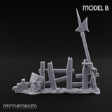 Battle-Scarred Shield-Strewn Battlefield Barricade Ruins Miniature for Dungeons and Dragons, Pathfinder or other TTRPGs