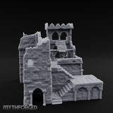 Battlement-Crowned Arch-Gutted Castle Keep Ruins Miniature for Dungeons and Dragons, Pathfinder or other TTRPGs