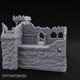 Battlement-Crowned Arch-Gutted Castle Keep Ruins Miniature for Dungeons and Dragons, Pathfinder or other TTRPGs