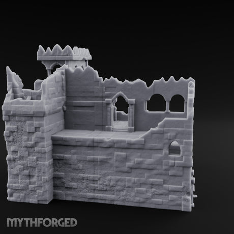 Battlement-Crowned Arch-Gutted Castle Keep Ruins Miniature for Dungeons and Dragons, Pathfinder or other TTRPGs