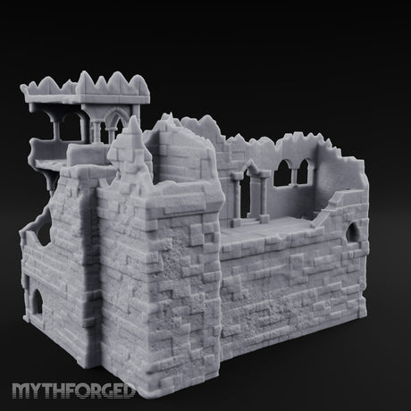 Battlement-Crowned Arch-Gutted Castle Keep Ruins Miniature for Dungeons and Dragons, Pathfinder or other TTRPGs