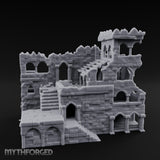 Battlement-Crowned Arch-Gutted Castle Keep Ruins Miniature for Dungeons and Dragons, Pathfinder or other TTRPGs