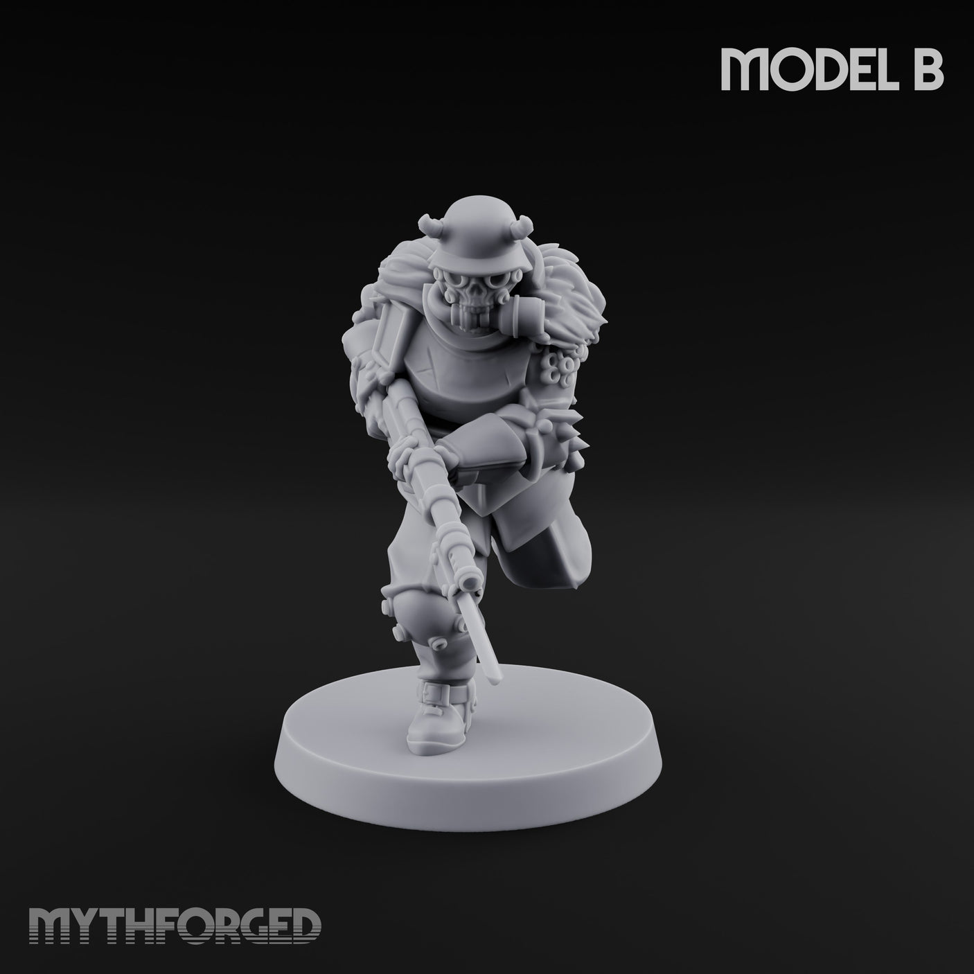 Bayonet Fixed Rifle Advancing Ashen Trooper B Miniature for Dungeons and Dragons, Pathfinder or other TTRPGs