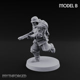 Bayonet Fixed Rifle Advancing Ashen Trooper B Miniature for Dungeons and Dragons, Pathfinder or other TTRPGs