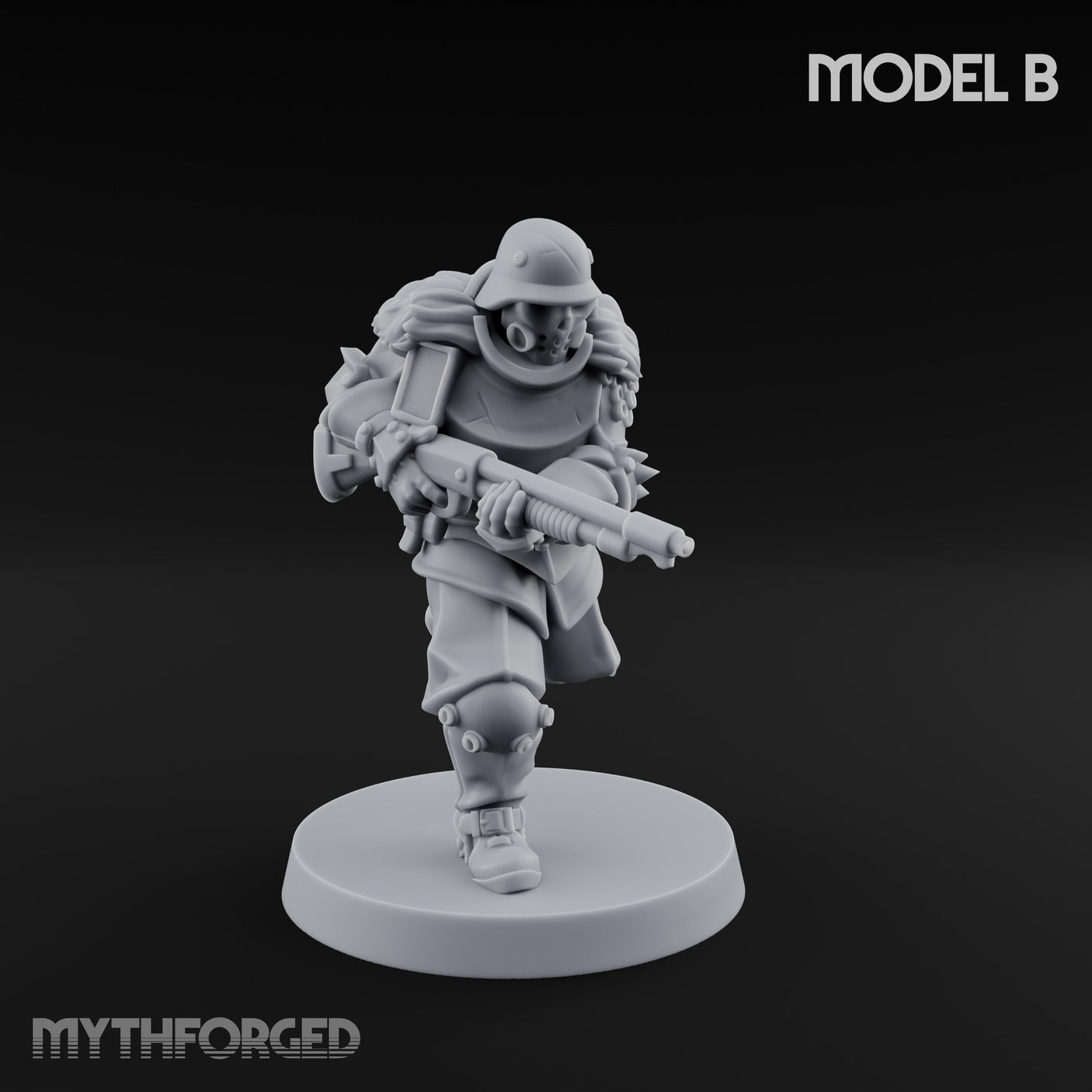 Bayonet Fixed Rifle Advancing Ashen Trooper B Miniature for Dungeons and Dragons, Pathfinder or other TTRPGs