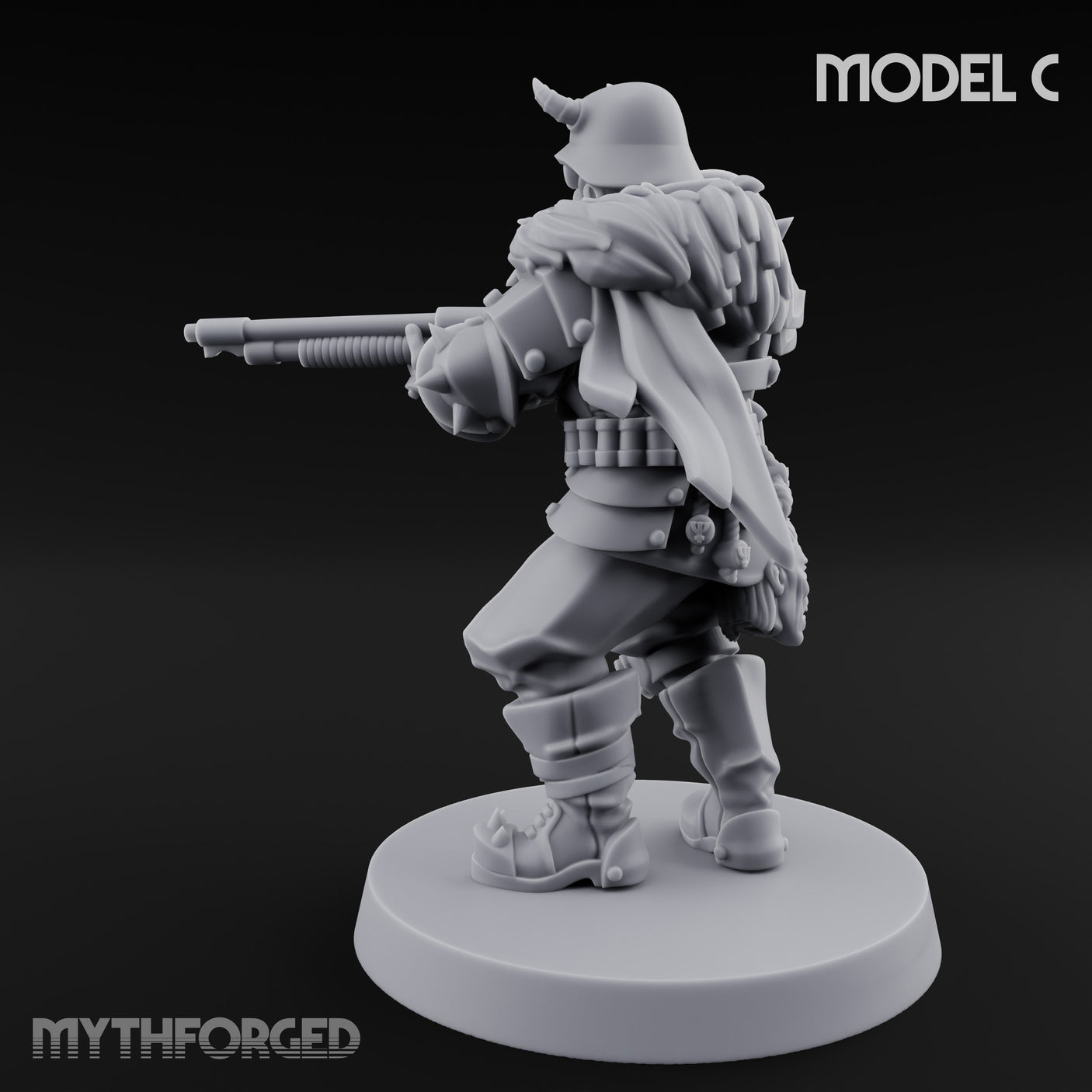 Bayonet Fixed Rifle Advancing Ashen Trooper C Miniature for Dungeons and Dragons, Pathfinder or other TTRPGs