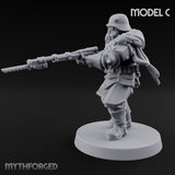 Bayonet Fixed Rifle Advancing Ashen Trooper C Miniature for Dungeons and Dragons, Pathfinder or other TTRPGs