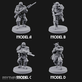 Bayonet Fixed Rifle Advancing Ashen Troopers — Full Set