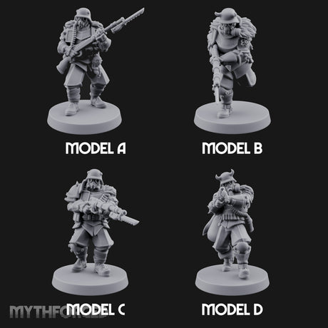Bayonet Fixed Rifle Advancing Ashen Troopers Miniature for Dungeons and Dragons, Pathfinder or other TTRPGs