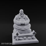 Bead-Necklaced Offering-Bowled Laughing Monk Shrine Statue Miniature for Dungeons and Dragons, Pathfinder or other TTRPGs