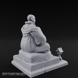 Bead-Necklaced Offering-Bowled Laughing Monk Shrine Statue Miniature for Dungeons and Dragons, Pathfinder or other TTRPGs