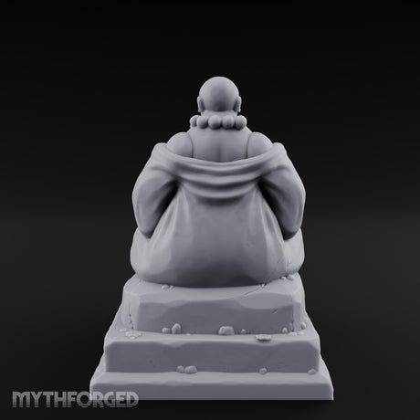 Bead-Necklaced Offering-Bowled Laughing Monk Shrine Statue Miniature for Dungeons and Dragons, Pathfinder or other TTRPGs