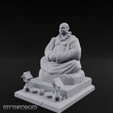 Bead-Necklaced Offering-Bowled Laughing Monk Shrine Statue Miniature for Dungeons and Dragons, Pathfinder or other TTRPGs