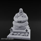Bead-Necklaced Offering-Bowled Laughing Monk Shrine Statue Miniature for Dungeons and Dragons, Pathfinder or other TTRPGs