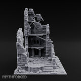 Beam-Crossed Facade-Shattered Townhouse Ruins Miniature for Dungeons and Dragons, Pathfinder or other TTRPGs