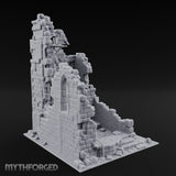 Beam-Crossed Facade-Shattered Townhouse Ruins Miniature for Dungeons and Dragons, Pathfinder or other TTRPGs