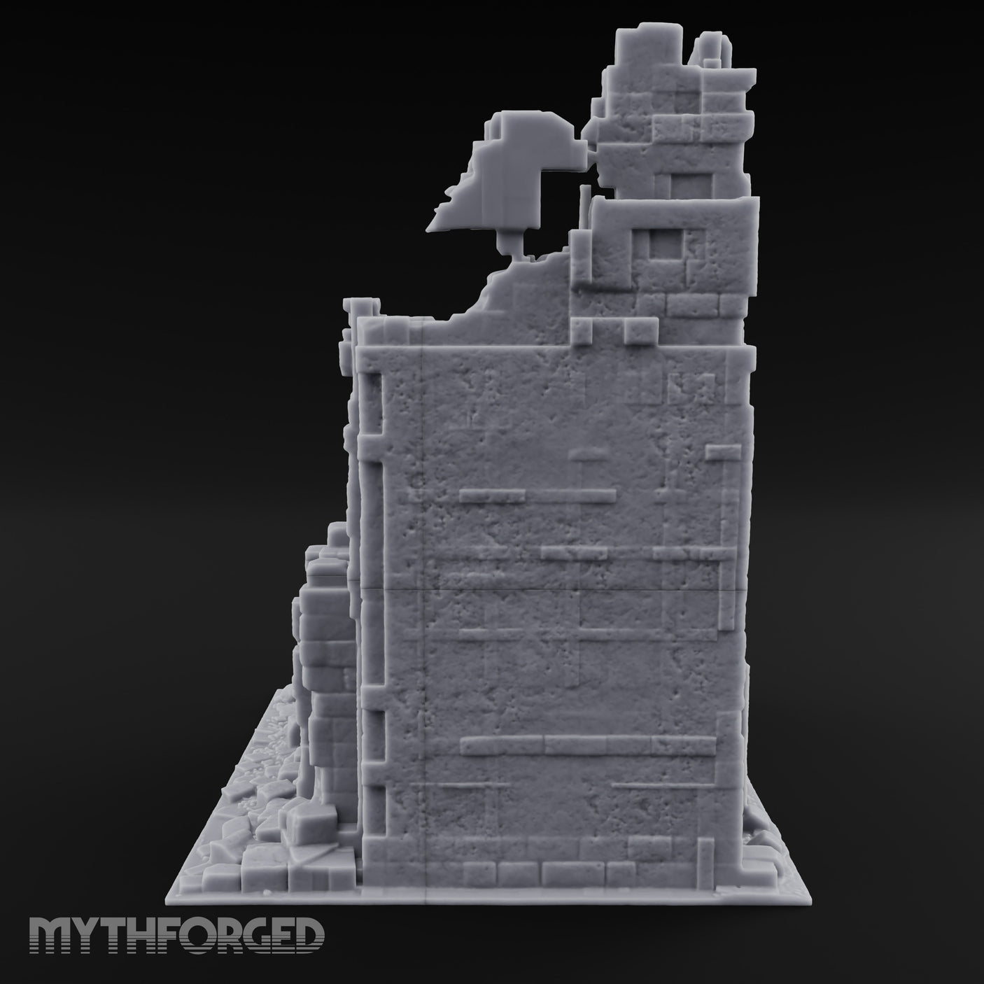 Beam-Crossed Facade-Shattered Townhouse Ruins Miniature for Dungeons and Dragons, Pathfinder or other TTRPGs