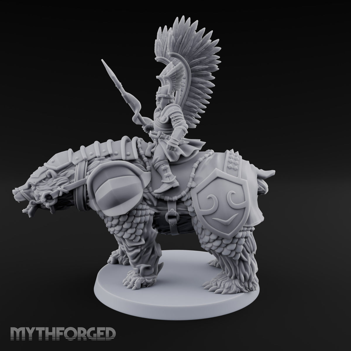 Winged Hussars, Armoured Bruin Dwarf Bear Rider A