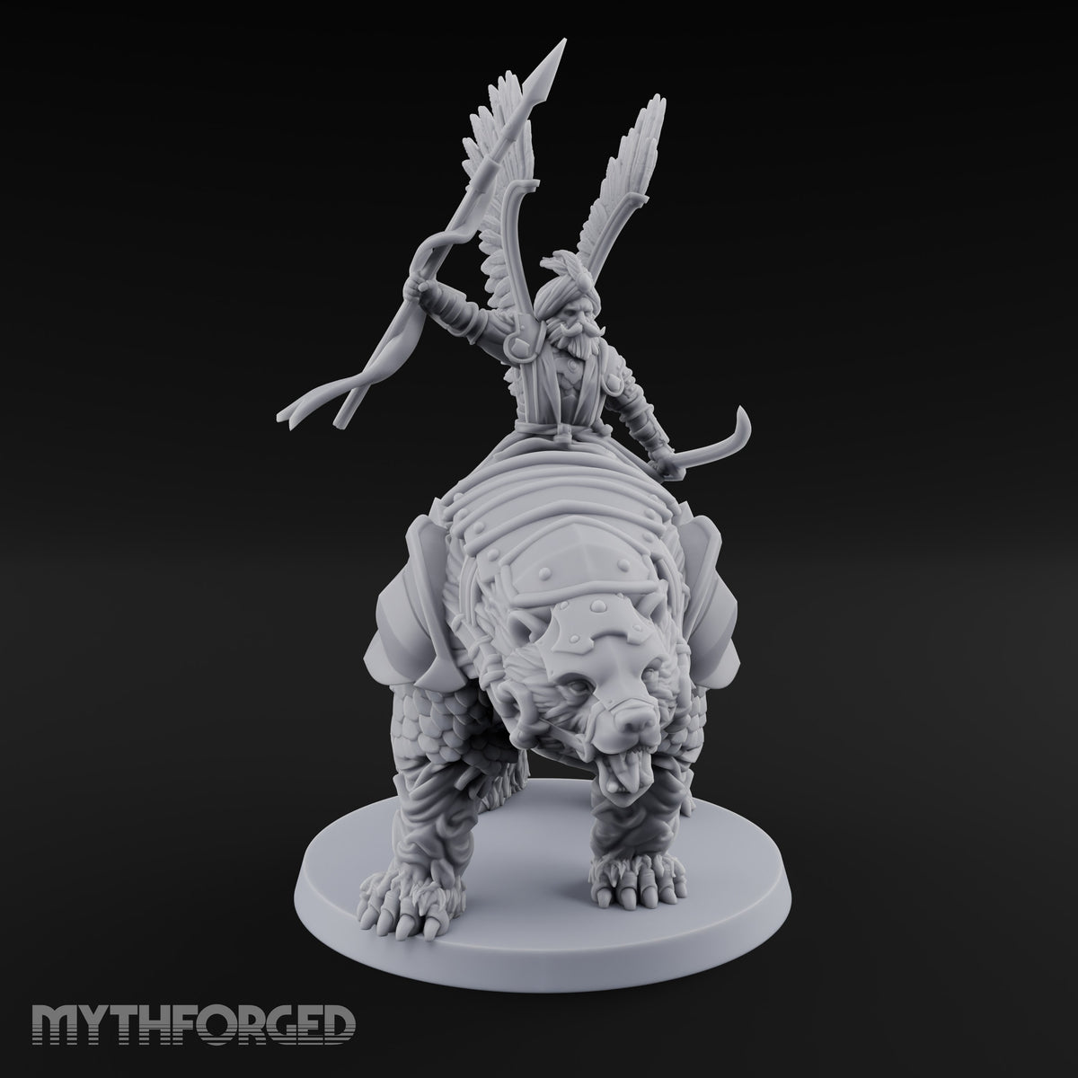 Winged Hussars, Armoured Bruin Dwarf Bear Riders — D