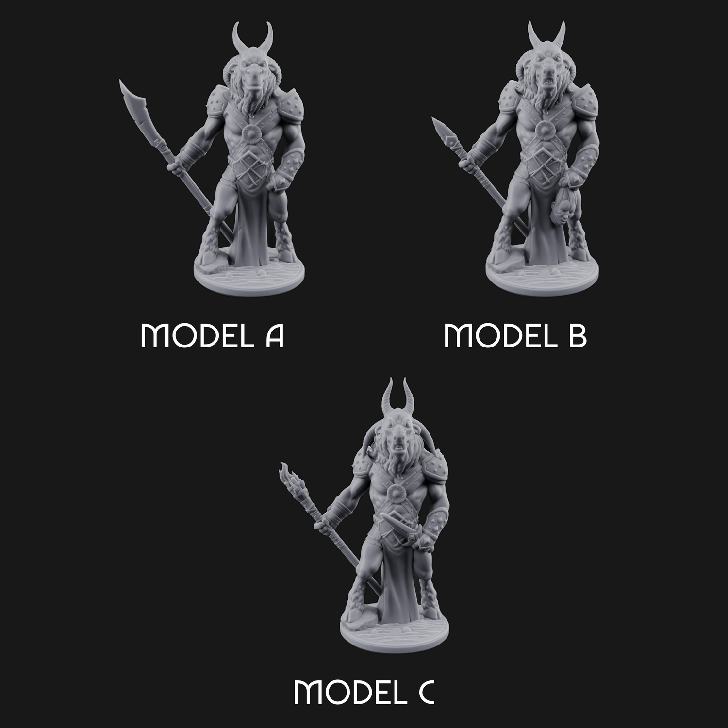 Standing Guard Beastfolk Warriors Miniature for Dungeons and Dragons, Pathfinder or other TTRPGs