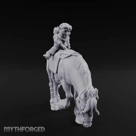 Bedroll-Packed Slumping Halfling Mounted Traveller Miniature for Dungeons and Dragons, Pathfinder or other TTRPGs