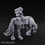 Bedroll-Packed Slumping Halfling Mounted Traveller Miniature for Dungeons and Dragons, Pathfinder or other TTRPGs