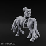 Bedroll-Packed Slumping Halfling Mounted Traveller Miniature for Dungeons and Dragons, Pathfinder or other TTRPGs