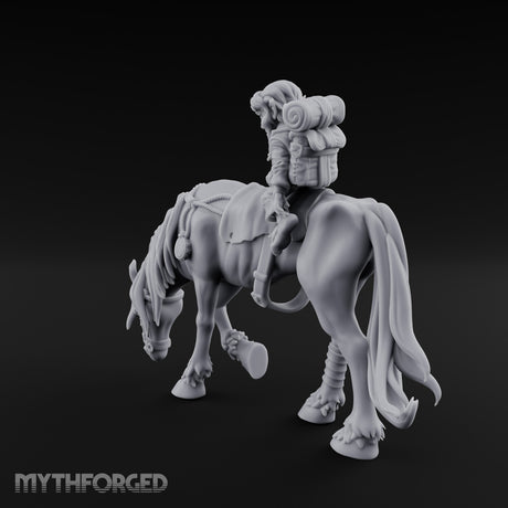 Bedroll-Packed Slumping Halfling Mounted Traveller Miniature for Dungeons and Dragons, Pathfinder or other TTRPGs
