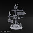 Bell-Hung Skull-Spiked Waymarker Signpost Miniature for Dungeons and Dragons, Pathfinder or other TTRPGs