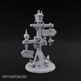 Bell-Hung Skull-Spiked Waymarker Signpost Miniature for Dungeons and Dragons, Pathfinder or other TTRPGs