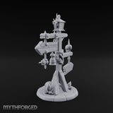 Bell-Hung Skull-Spiked Waymarker Signpost Miniature for Dungeons and Dragons, Pathfinder or other TTRPGs