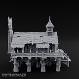 Bell-Towered Stilt-Raised Swamp Chapel Miniature for Dungeons and Dragons, Pathfinder or other TTRPGs