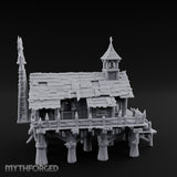 Bell-Towered Stilt-Raised Swamp Chapel Miniature for Dungeons and Dragons, Pathfinder or other TTRPGs