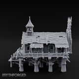 Bell-Towered Stilt-Raised Swamp Chapel Miniature for Dungeons and Dragons, Pathfinder or other TTRPGs