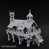 Bell-Towered Stilt-Raised Swamp Chapel Miniature for Dungeons and Dragons, Pathfinder or other TTRPGs